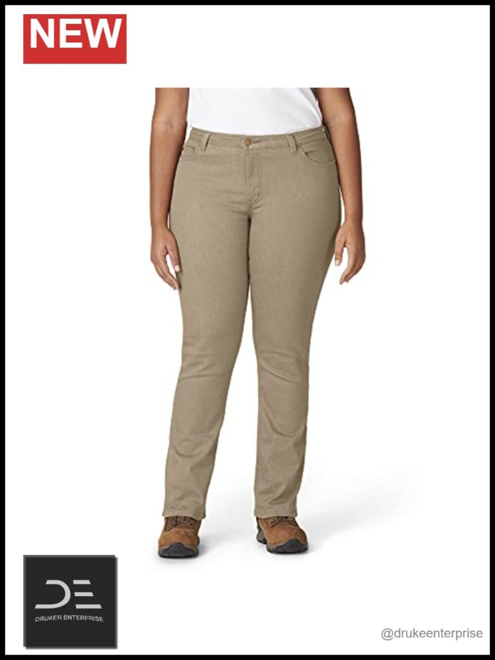 Denim Straight Jeans with Stretch, Mid Rise, 5 Pocket, Zip Fly